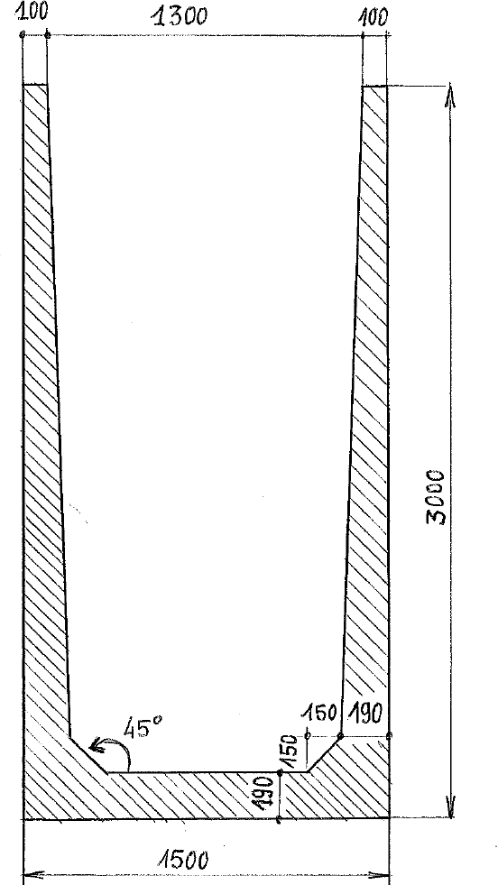 Plan dimensions mur de soutènement en U
